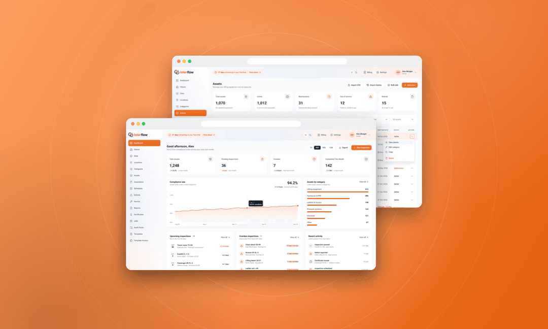 Lolerflow Web, LOLER Compliance Portal for Lifting Equipment Companies